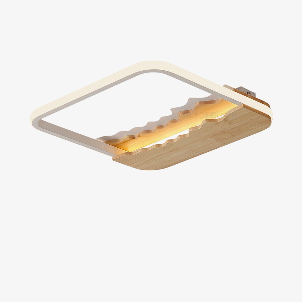 Square Wood Grain Wave Ceiling Lamp