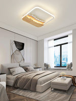 Square Wood Grain Wave Ceiling Lamp