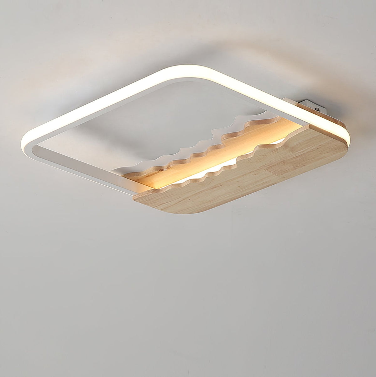 Square Wood Grain Wave Ceiling Lamp