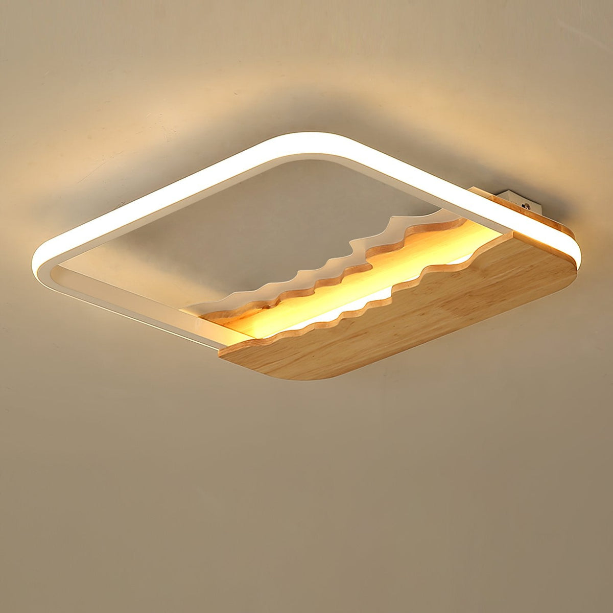 Square Wood Grain Wave Ceiling Lamp