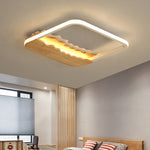 Square Wood Grain Wave Ceiling Lamp