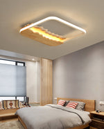 Square Wood Grain Wave Ceiling Lamp