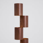 Sculptural Stacked Wood Tower Floor Lamp with Warm Ambient LED Glow