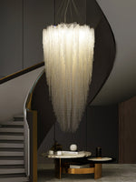 Stalizi Crystal Chandelier – Modern Cascading Waterfall Light for Dining Room and Living Room
