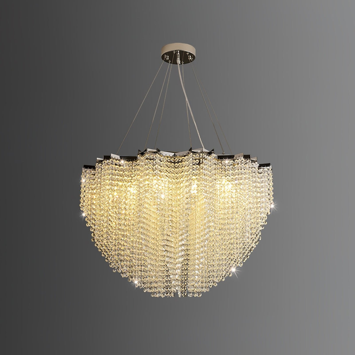 Stalizi Crystal Chandelier – Modern Cascading Waterfall Light for Dining Room and Living Room