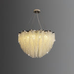 Stalizi Crystal Chandelier – Modern Cascading Waterfall Light for Dining Room and Living Room