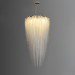 Stalizi Crystal Chandelier – Modern Cascading Waterfall Light for Dining Room and Living Room