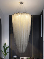 Stalizi Crystal Chandelier – Modern Cascading Waterfall Light for Dining Room and Living Room