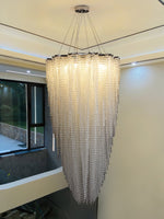 Stalizi Crystal Chandelier – Modern Cascading Waterfall Light for Dining Room and Living Room