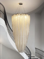 Stalizi Crystal Chandelier – Modern Cascading Waterfall Light for Dining Room and Living Room