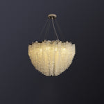 Stalizi Crystal Chandelier – Modern Cascading Waterfall Light for Dining Room and Living Room