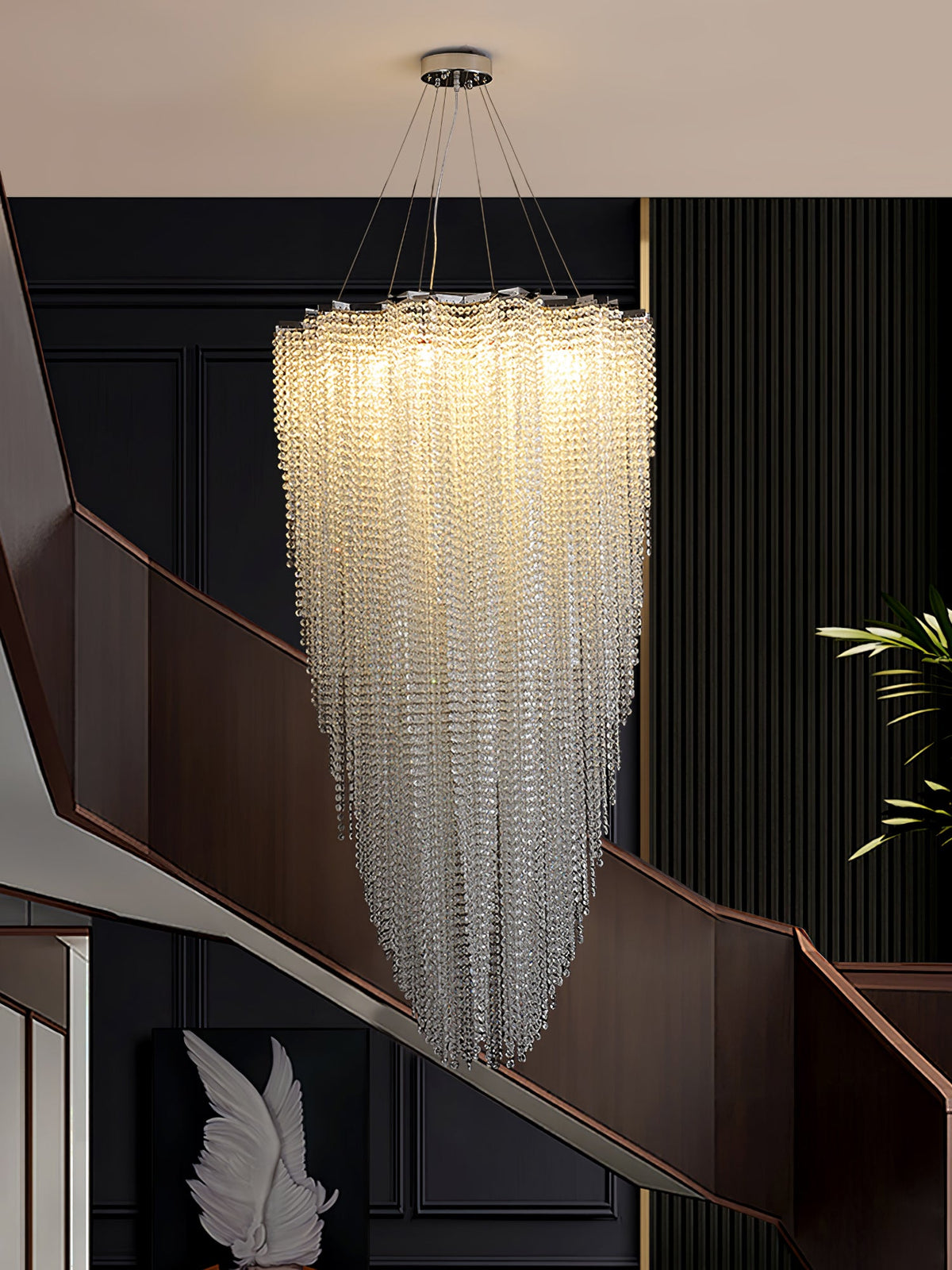 Stalizi Crystal Chandelier – Modern Cascading Waterfall Light for Dining Room and Living Room