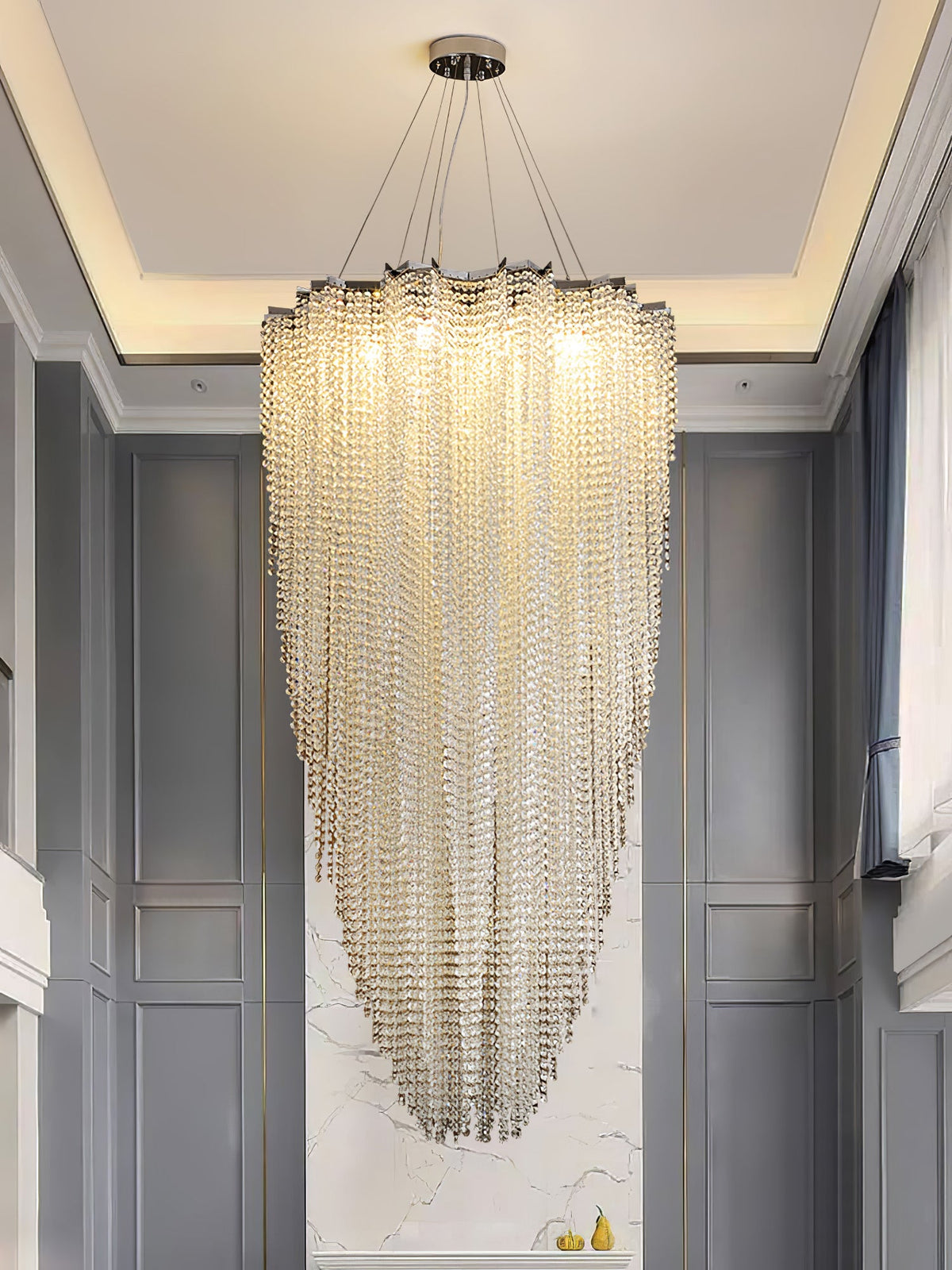 Stalizi Crystal Chandelier – Modern Cascading Waterfall Light for Dining Room and Living Room