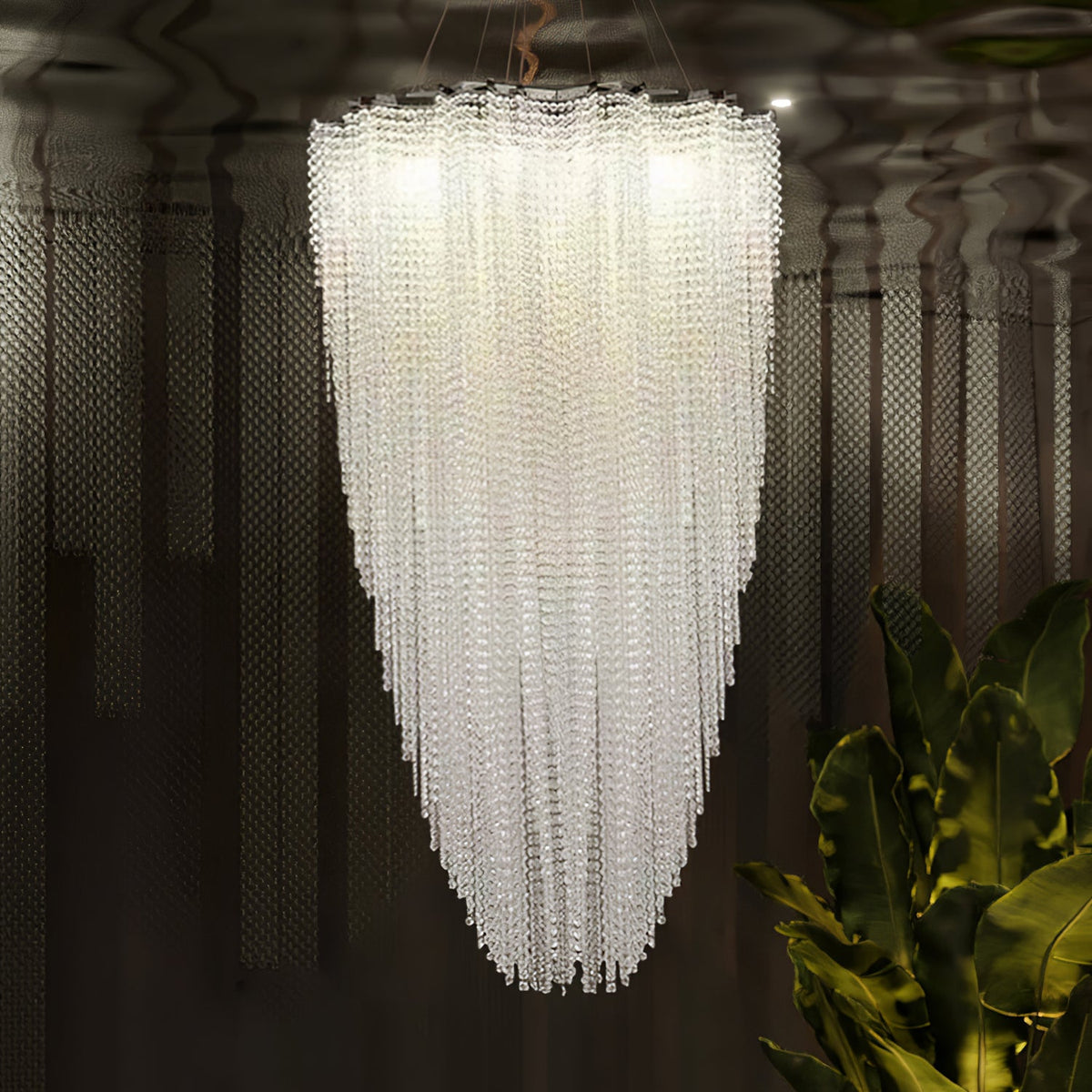 Stalizi Crystal Chandelier – Modern Cascading Waterfall Light for Dining Room and Living Room