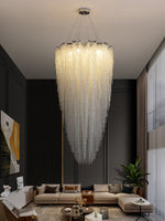 Stalizi Crystal Chandelier – Modern Cascading Waterfall Light for Dining Room and Living Room