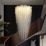 Stalizi Crystal Chandelier – Modern Cascading Waterfall Light for Dining Room and Living Room