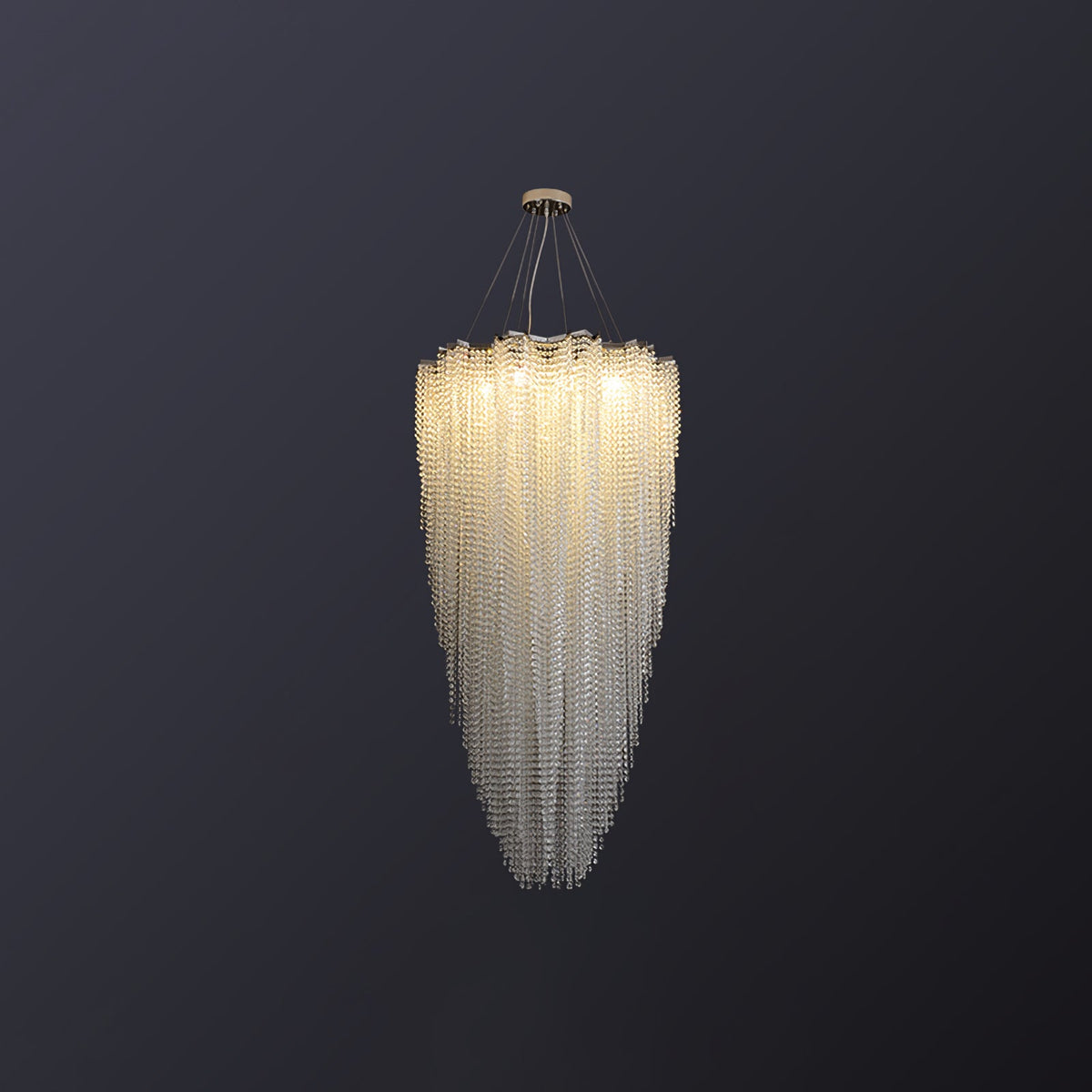 Stalizi Crystal Chandelier – Modern Cascading Waterfall Light for Dining Room and Living Room