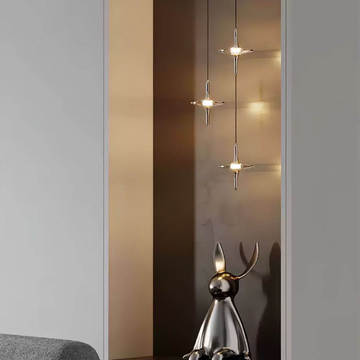 Starfall Staircase Chandelier – Modern Crystal Pendant Light for Contemporary Interiors