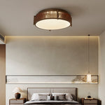 Celestial Bamboo Weave Flush Mount Ceiling Light with Integrated LED