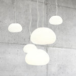 Steamed Bun Glass Pendant Light – Modern White Designer Ceiling Lamp