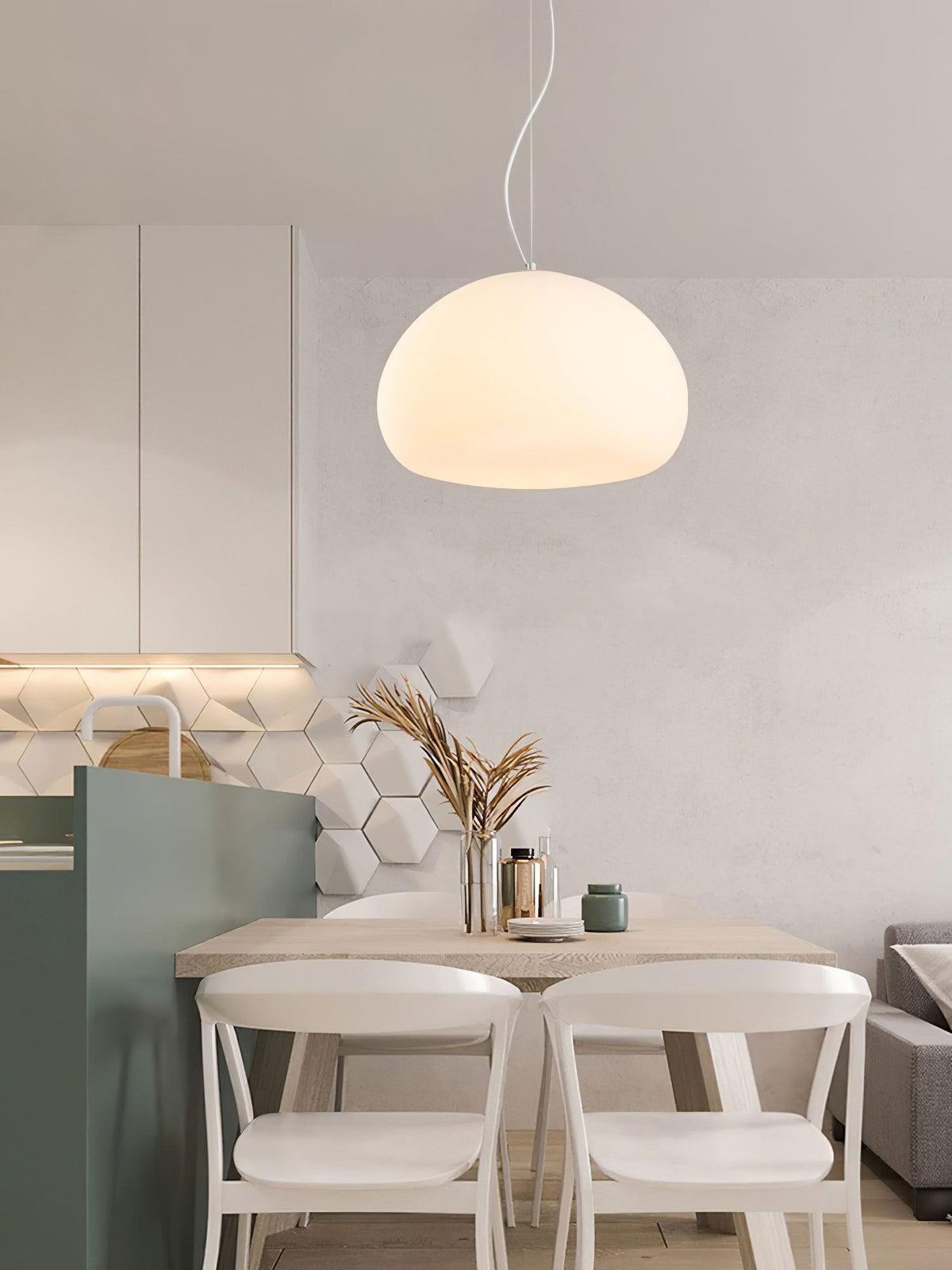 Steamed Bun Glass Pendant Light – Modern White Designer Ceiling Lamp