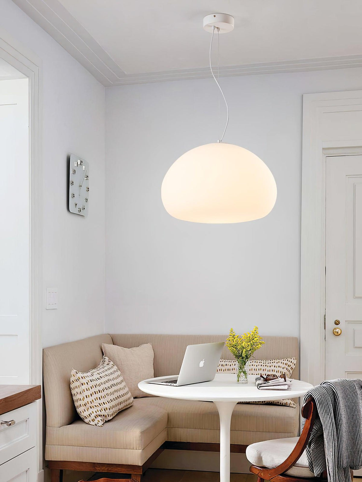 Steamed Bun Glass Pendant Light – Modern White Designer Ceiling Lamp