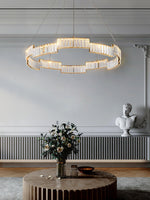Stella Crystal Chandelier – Modern Gold LED Pendant Light for Dining Room and Foyer