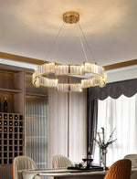Stella Crystal Chandelier – Modern Gold LED Pendant Light for Dining Room and Foyer