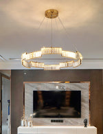 Stella Crystal Chandelier – Modern Gold LED Pendant Light for Dining Room and Foyer