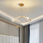 Stella Crystal Chandelier – Modern Gold LED Pendant Light for Dining Room and Foyer