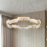 Stella Crystal Chandelier – Modern Gold LED Pendant Light for Dining Room and Foyer