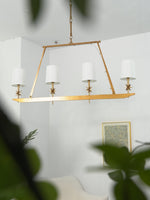 Stellar Frame Linear Chandelier in Brass with Fabric Shades