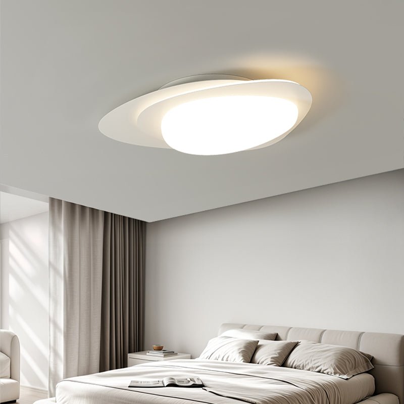 Stellar Orbit Ceiling Light — Modern Walnut LED Flush Mount