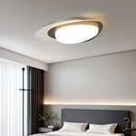 Stellar Orbit Ceiling Light — Modern Walnut LED Flush Mount