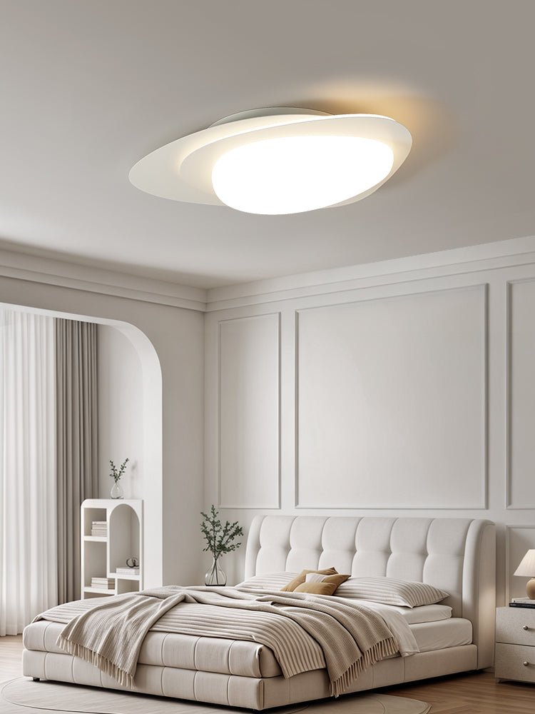 Stellar Orbit Ceiling Light — Modern Walnut LED Flush Mount