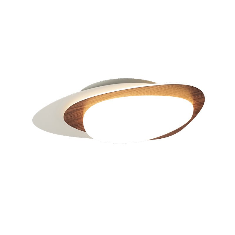 Stellar Orbit Ceiling Light — Modern Walnut LED Flush Mount