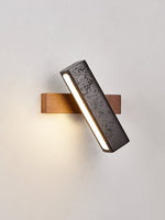 Stellar Pivot Sconce — Black Travertine & Walnut LED Wall Light