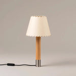 Stitched Table Lamp with Natural Parchment Shade and Wooden Base