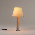 Stitched Table Lamp with Natural Parchment Shade and Wooden Base