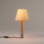Stitched Table Lamp with Natural Parchment Shade and Wooden Base