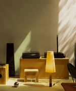 Stitched Table Lamp with Natural Parchment Shade and Wooden Base