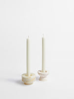 Stone Halo Candle Holder Set – Natural Marble, Jade & Travertine Tabletop Accents