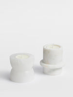 Stone Halo Candle Holder Set – Natural Marble, Jade & Travertine Tabletop Accents