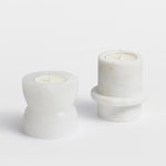 Stone Halo Candle Holder Set – Natural Marble, Jade & Travertine Tabletop Accents