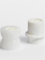 Stone Halo Candle Holder Set – Natural Marble, Jade & Travertine Tabletop Accents