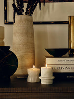Stone Halo Candle Holder Set – Natural Marble, Jade & Travertine Tabletop Accents