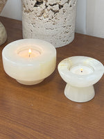 Stone Halo Candle Holder Set – Natural Marble, Jade & Travertine Tabletop Accents