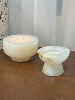 Stone Halo Candle Holder Set – Natural Marble, Jade & Travertine Tabletop Accents