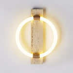 Stonek Travertine Wall Sconce with Integrated LED Ring