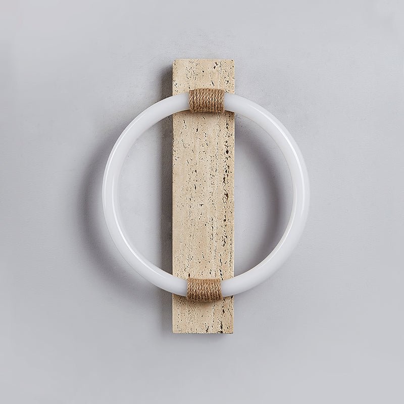 Stonek Travertine Wall Sconce with Integrated LED Ring